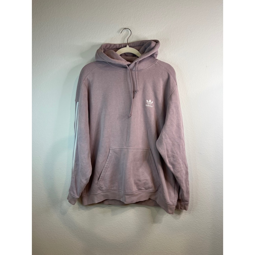 Adidas Mens Hoodie Trefoil Logo 3-Stripe Sleeve Purple Large